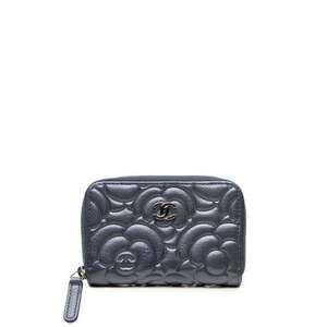 CHANEL Blue Leather Logo Wallet